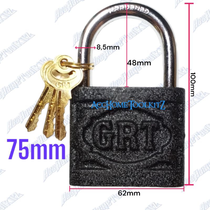 Kunci Gembok Hitam Jadul GRT Kunci Bisa di Lepas di Cabut Saat Terbuka Iron Padlock / 30 40 50 60 75 mm / Gembok Cor Pintu Rumah Pagar Model Globe / Pintu Lemari Koper Gembok jaman dulu