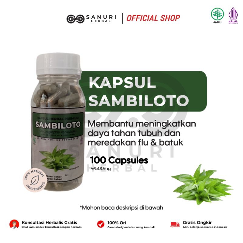 

* Sanuri Sambiloto Kapsul Isi 100 Mengobati Flu Batuk Radang Amandel Demam Dan Diabetes Andrographis Paniculata Terlaris