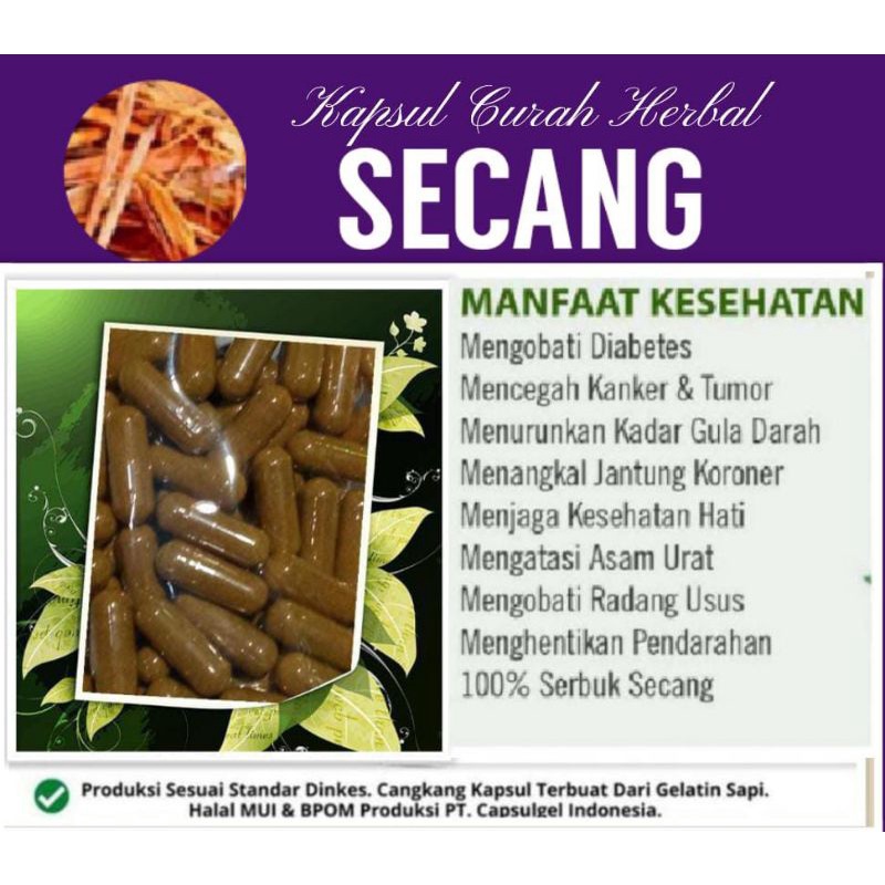 

* Kapsul Curah Herbal Secang Isi 100 Pcs Diabetes Asam Urat Alergi Terlaris