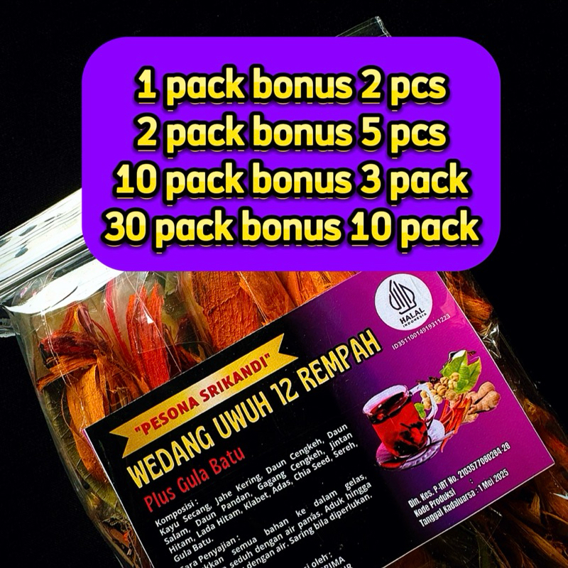 

* 1 Pack Isi 10 Pcs Pesona Srikandi Wedang Uwuh 12 Rempah Plus Gula Batu Terlaris