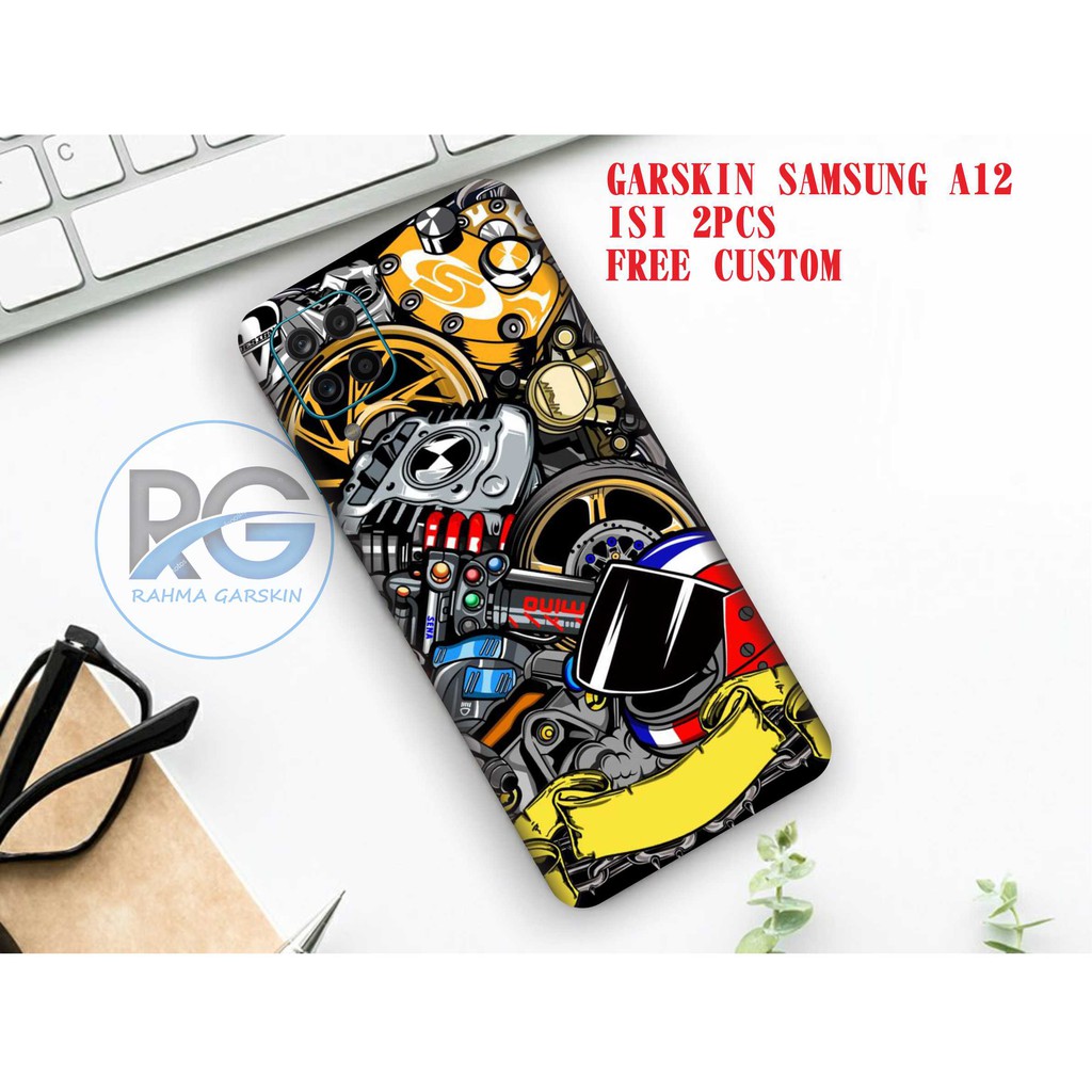 Get2pcs_ Garskin samsung A12 skull Garskin stiker custom Dan Cod