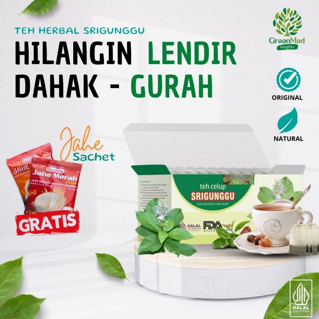 

* Teh Gurah Penghilang Lendir Dahak Daun Srigunggu Tazakka Isi 20 Minuman Herbal Obat Batuk Berdahak Terlaris