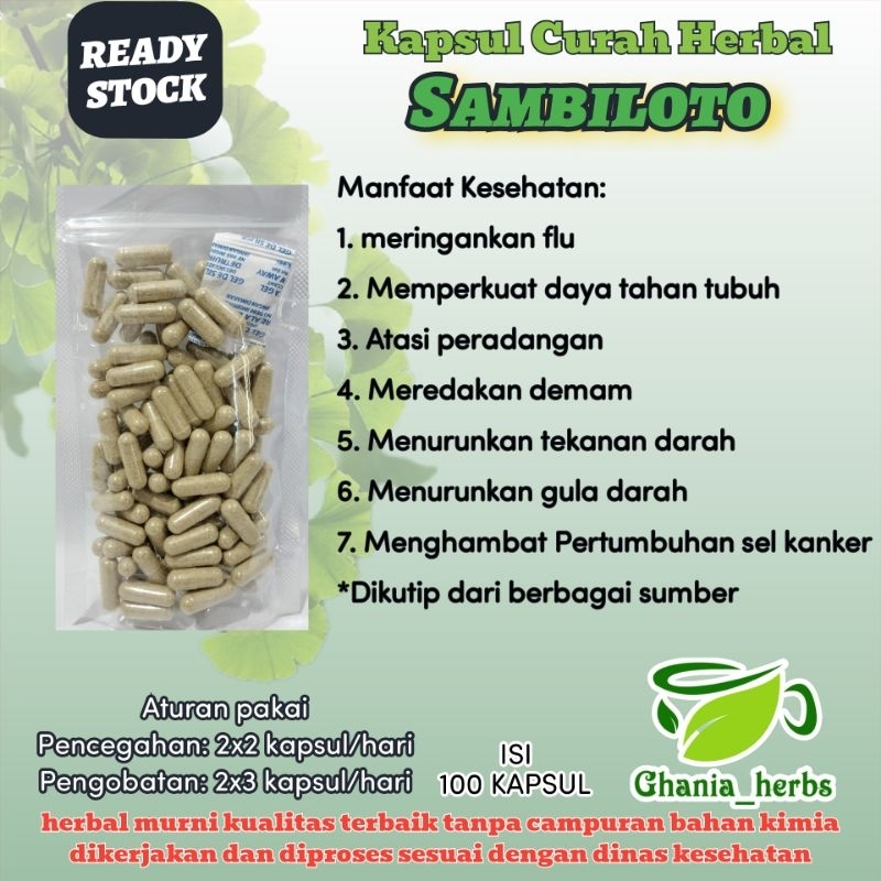 

* Kapsul Herbal Sambiloto Isi 100 Kapsul Terlaris