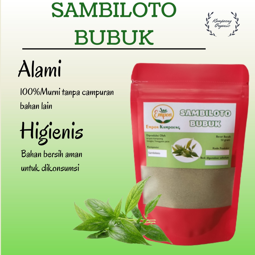 

* Jamu Herbal Tradisional Daun Sambiloto Bubuk Sambiroto Serbuk Asli Alami Murni Organik Andrographis Paniculata Powder Organic Terlaris