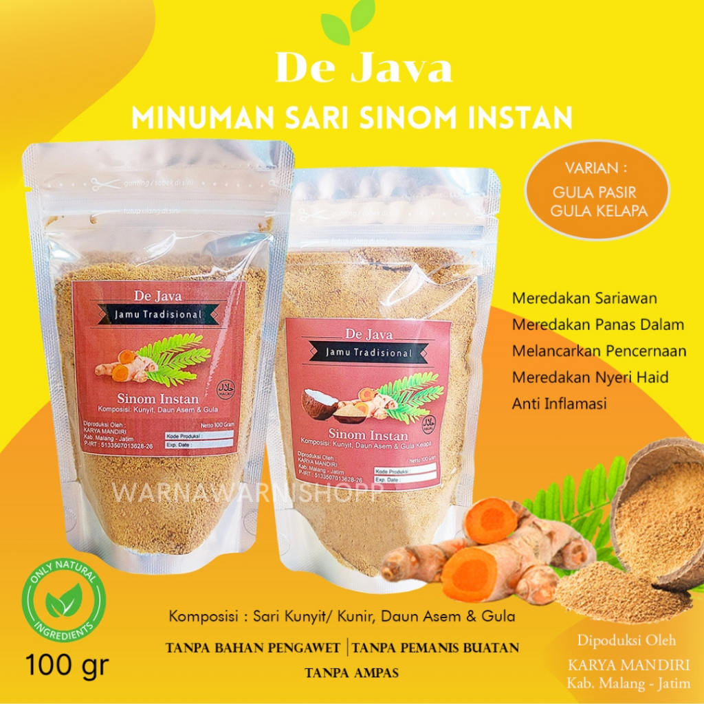 

* Sinom Instan Dejava Sinom Bubuk Minuman Jamu Tradisional Sari Sinom Tanpa Ampas Gula Putih Gula Kelapa Coconut Sugar 100 Gram Terlaris