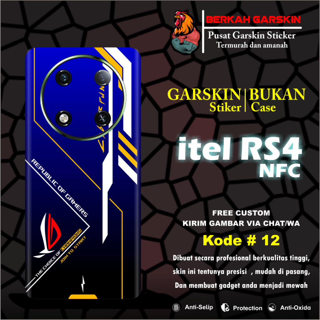 *PromoGet2* Itel Rs4 Stiker Garskin HP/Case Custom Dan COD
