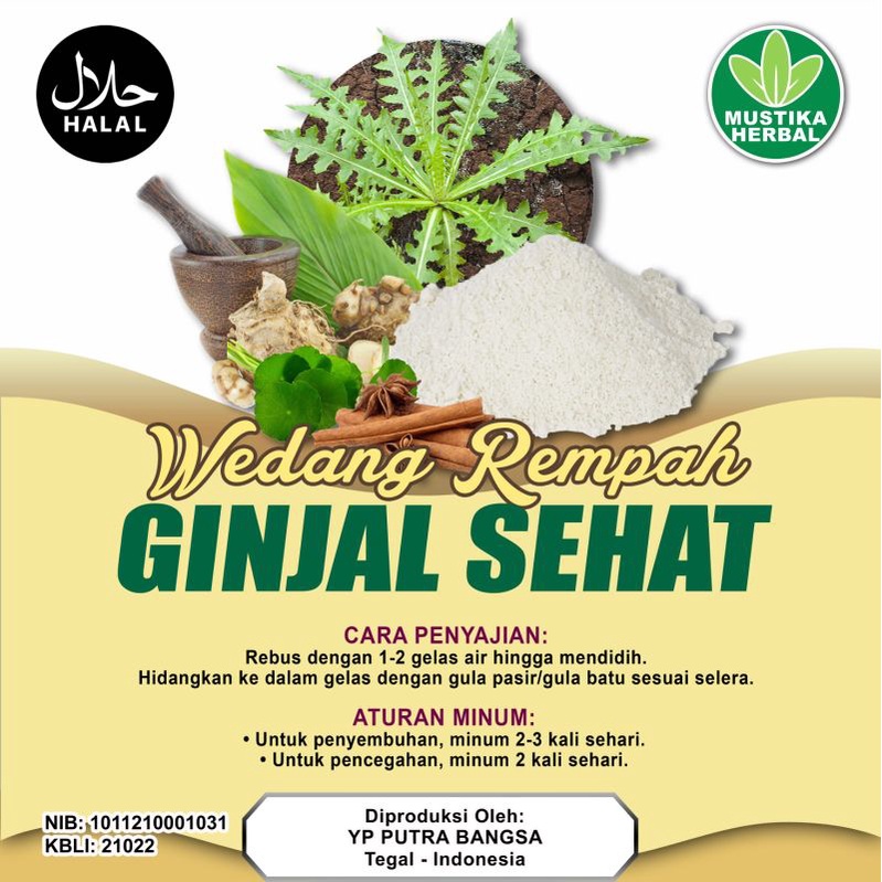 

* Mustika Herbal Wedang Rempah Ginjal Sehat Untuk Menjaga Kesehatan Ginjal1 Pack Isi 10 Pcs Terlaris