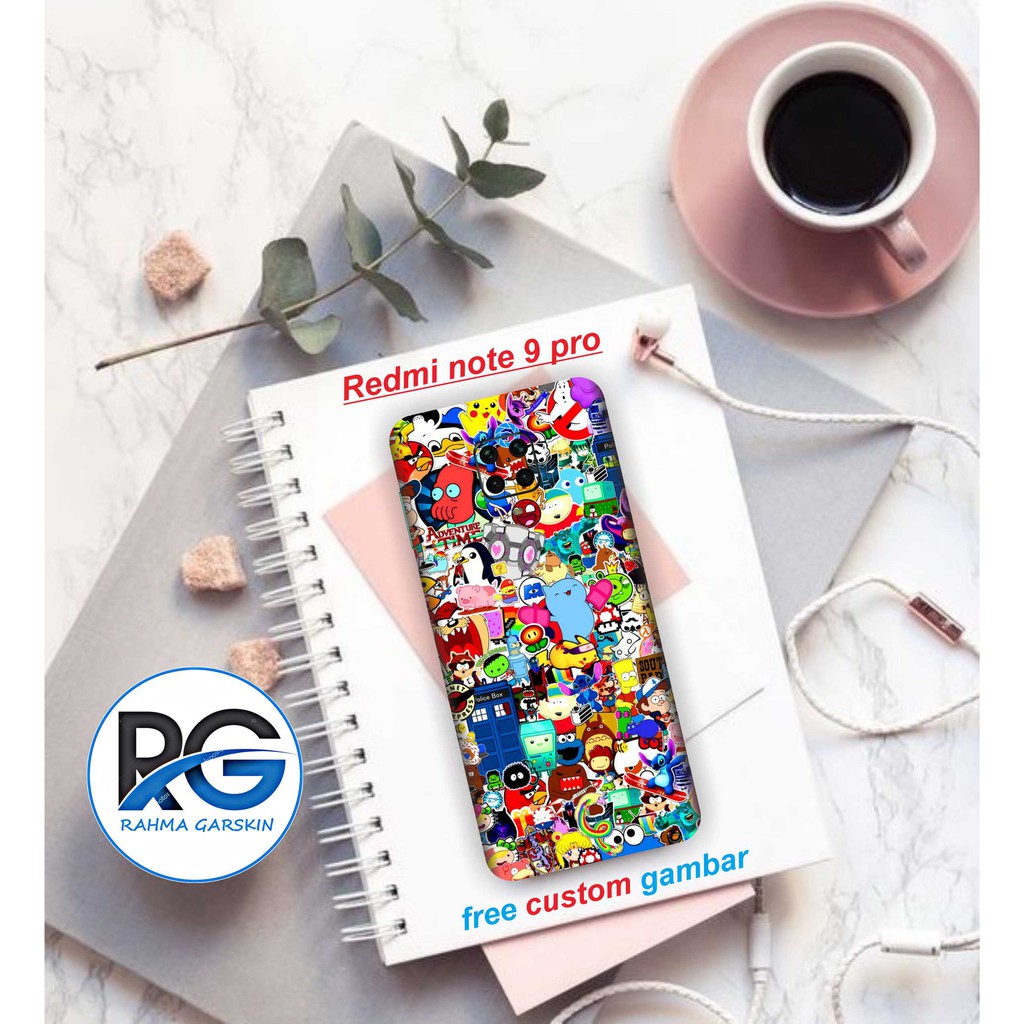 Get2pcs_ Garskin redmi Note 9 Pro motif stiker 12 gambar Garskin stiker custom Dan Cod