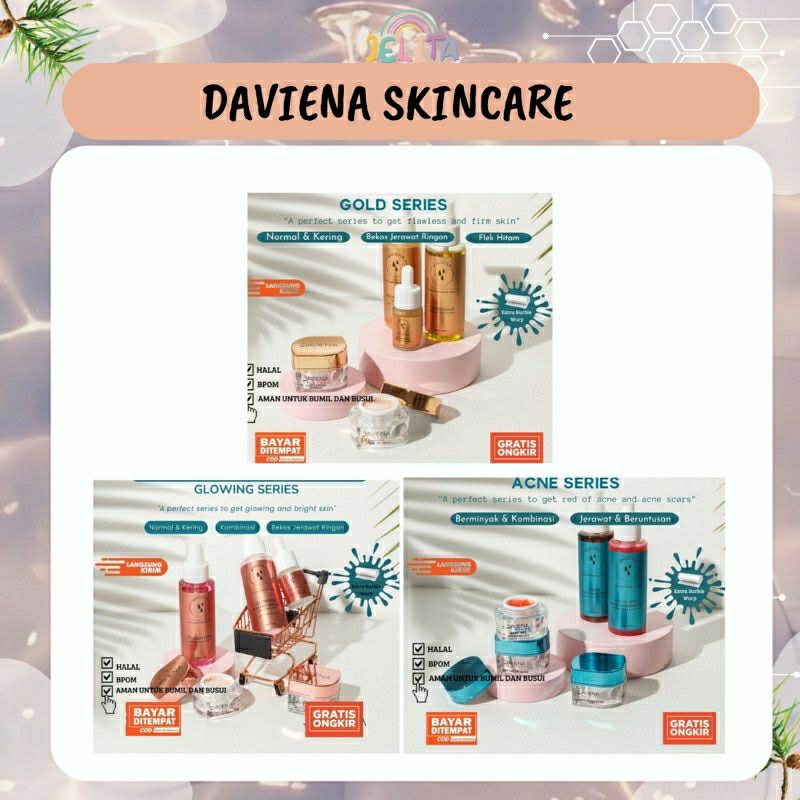 PAKET DAVIENA SKINCARE/DAVIENA GLOWING/DAVIENA GOLD/DAVIENA ACNE