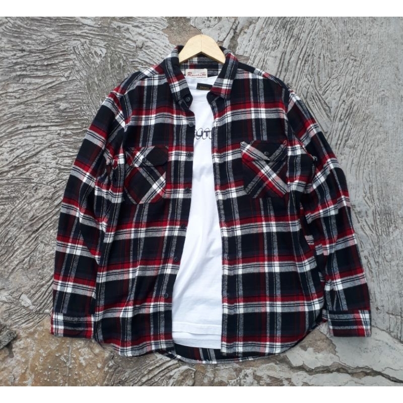 KEMEJA FLANEL ROUSHATTE | PLAID FLANEL SECOND | FLANEL VETERANO SECOND BRAND