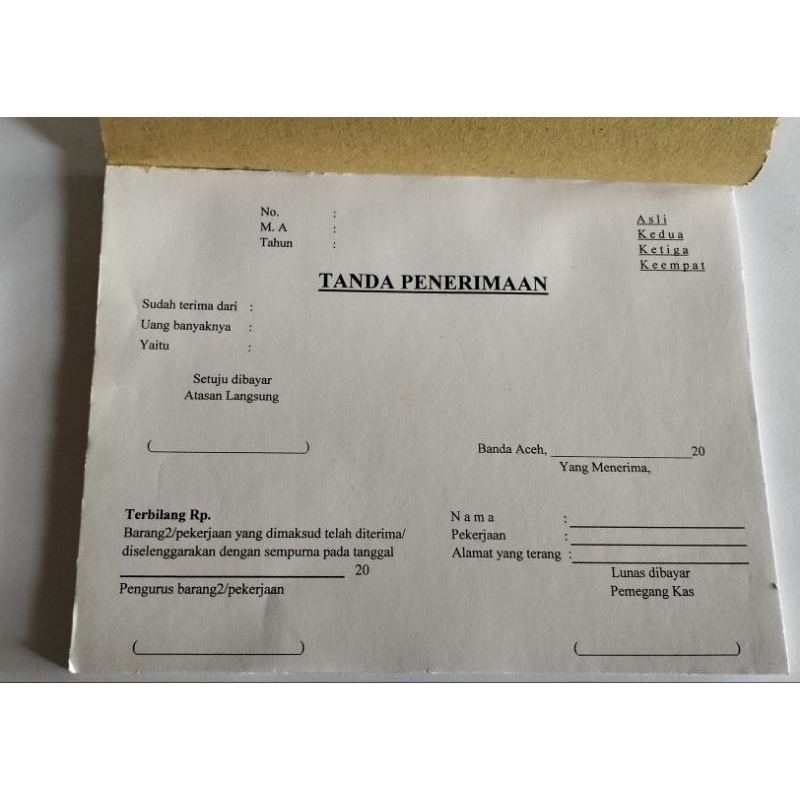 

Kwitansi Dinas HVS 1 ply rangkap satu