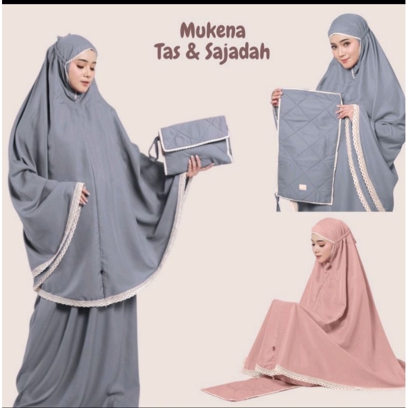 Mukena Dewasa Katun Mukena Marwah free Tas Sajadah