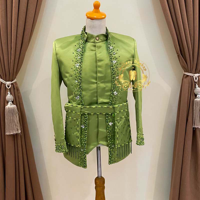 READY beskap pengantin  / jas pengantin  sunda hijau pupus/ basofi pengantin / jas akad elegan