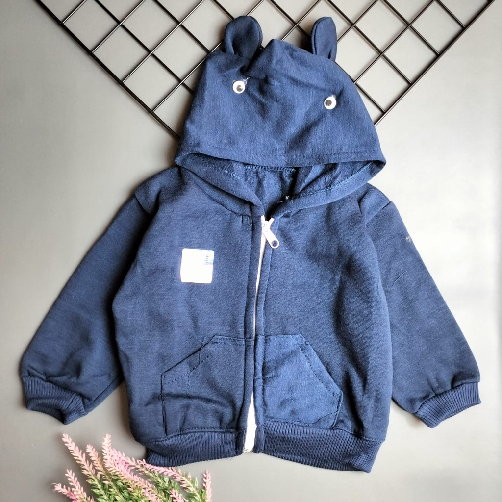 jacket saku bayi polos  3-12 bulan