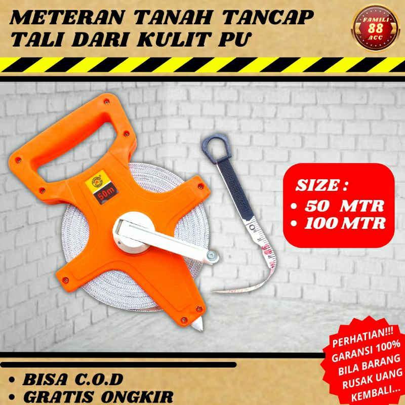 Meteran Tanah Tancap | Meteran Tanah | Meteran Tancap 30M– 50M –100M Alat Pengukur Perkakas Alat Tuk