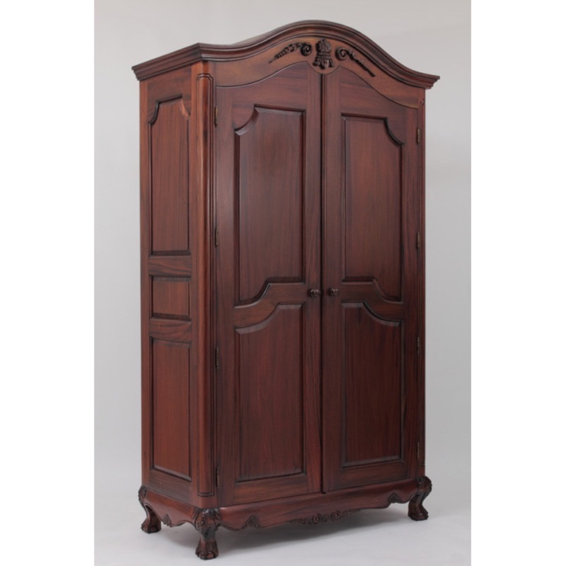 lemari ukiran pintu 2 klasik mewah bahan kayu mahoni solid oven berkualitas lanawooden.id lemari pak