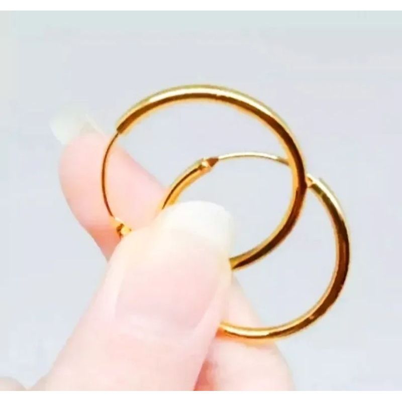 anting wanita titanium motip gipsi gold ukuran besar anti luntur