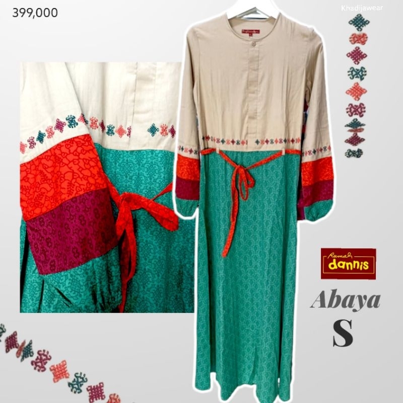 DANNIS Abaya S Gamis Ibu [HIJAU CREAM] Dewasa Katun premium colorful diskon Danis/Gamis Dannis/Abaya
