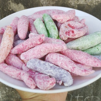 1 KG JAJANAN GETAS KERING MANIS LONJONG DAN DONAT WARNA WARNI