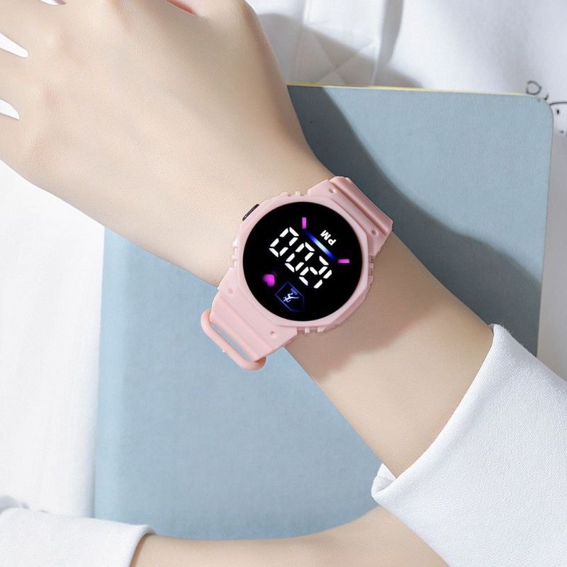 (Grosir Cod)Jam Tangan Wanita Led PM Unisex Digital Strap Karet/Rubber(Dikirim Jakarta)