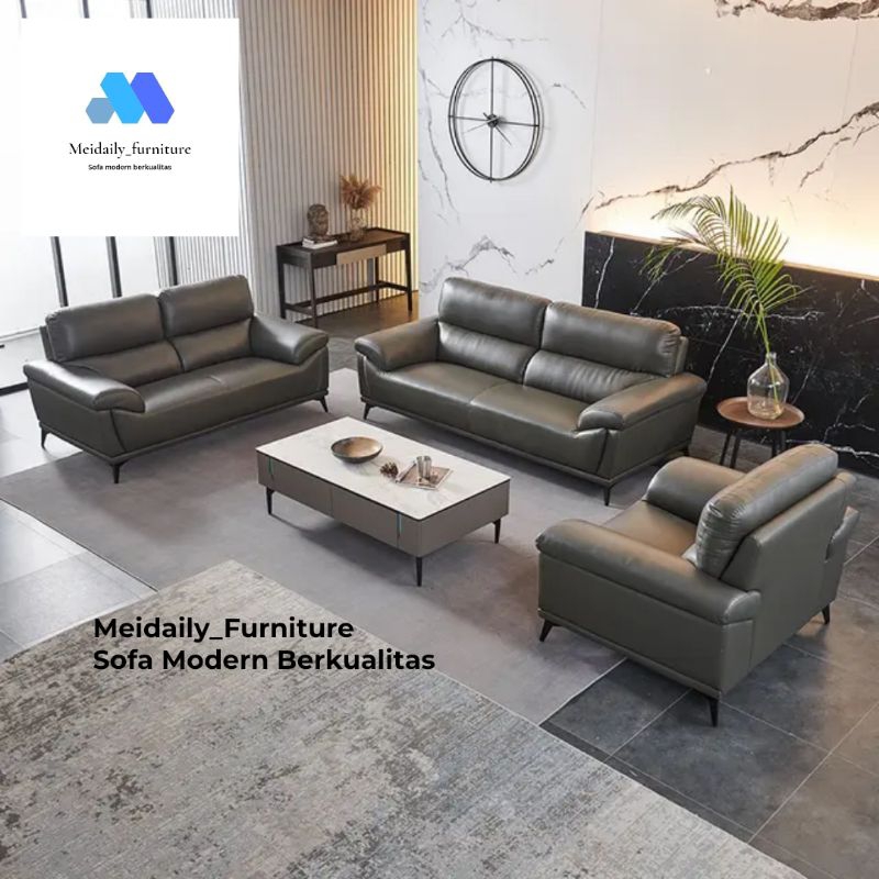 Sofa Kulit 221 Kualitas Premium Kursi Ruang Tamu Minimalis Super Mewah Terbaru Sofa Kantor Modern