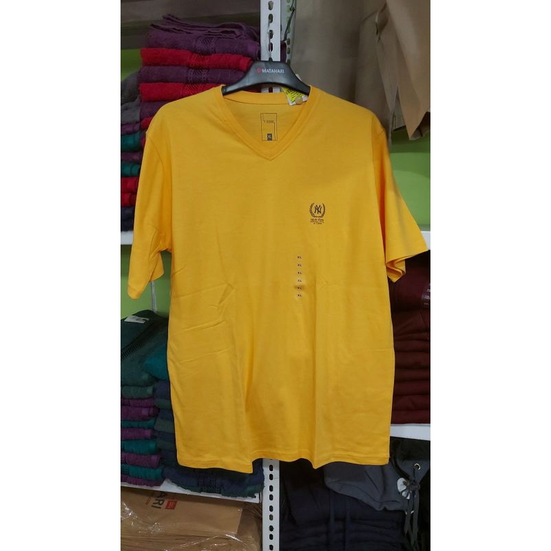 T ZONE XL Atasan kaos lengan pendek kuning kaos oblong polos casual remaja cowok laki-laki branded brand matahari baju pria santai harian