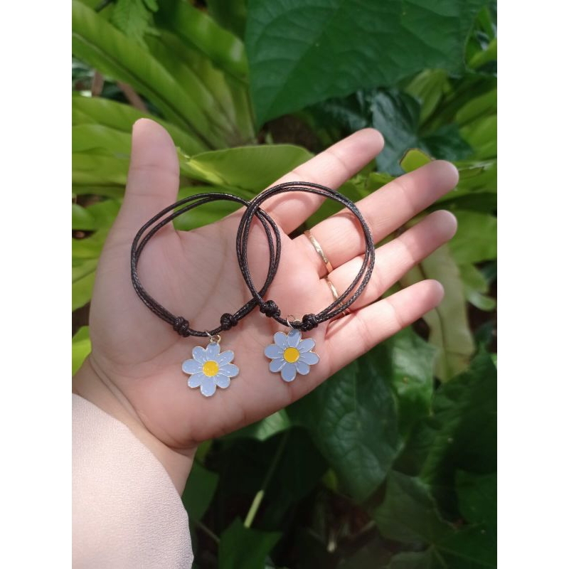 {COD}SEPASANG GELANG TALI KOREA DAISY BULBIN &amp; BUNGA