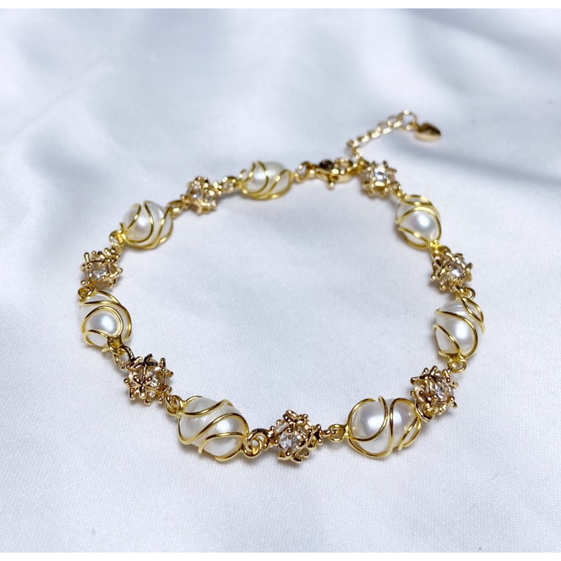 Gelang lapis emas mutiara air tawar asli lombok Gelang mutiara asli Gelang lapis emas Aksesoris muti