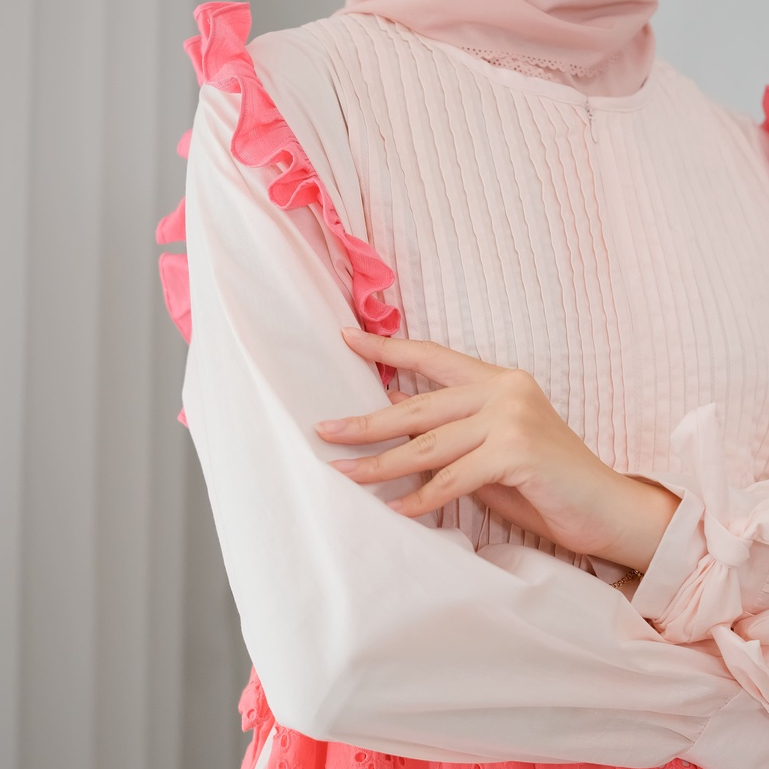 Eleanorre Sora Pink Dress Muslim Wanita