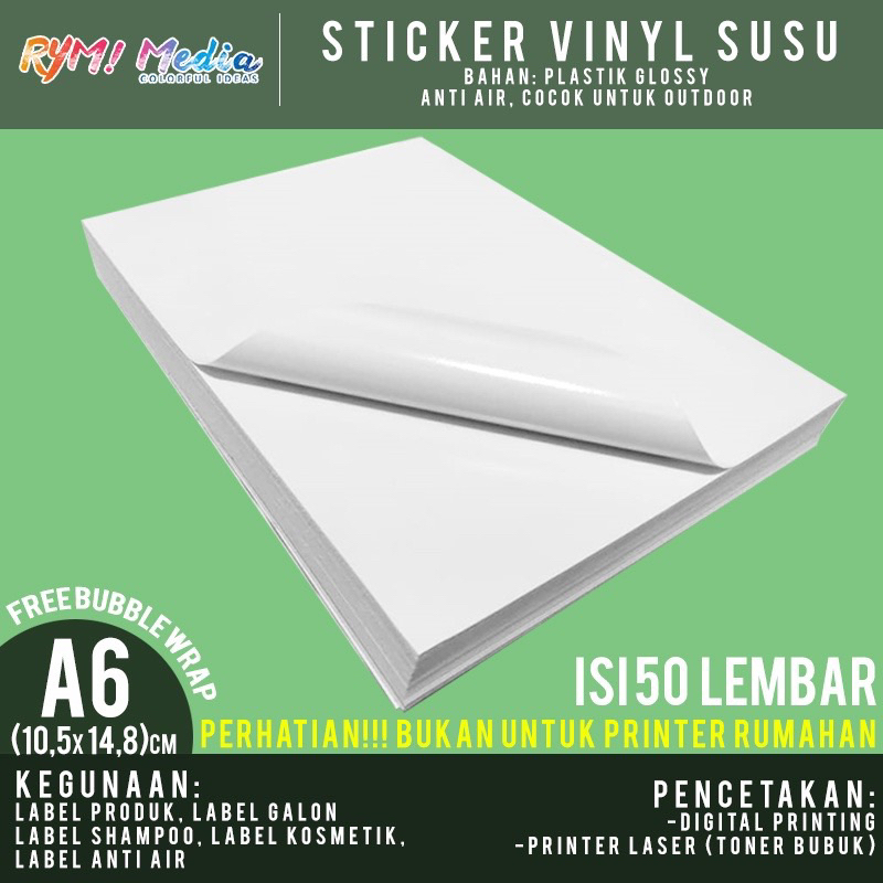 

A6 sticker stiker vinyl glossy mengkilap untuk cetak resi