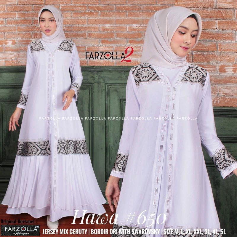 Abaya Turkey Putih jumbo /Abaya putih lebaran jumbo/hawa 650 putih bordir hitam/turki saudi ORI LD 1