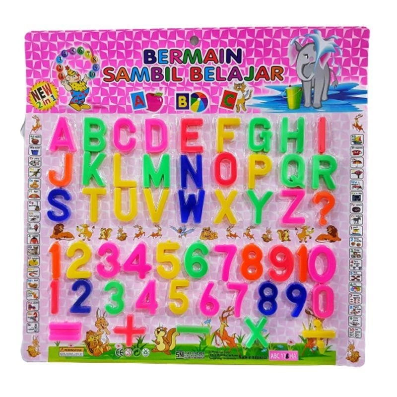 Mainan Edukasi Magnet Game Alphabet ABC Angka Hijaiyah Huruf Arab - Mainan Anak Mengenal Huruf Kapital Angka Berhitung Magnet