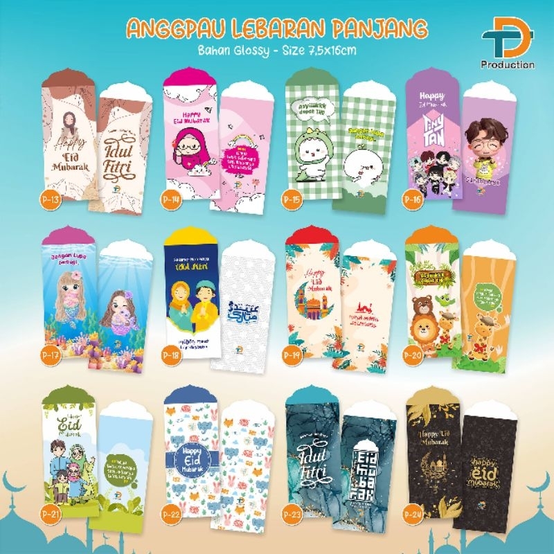 

[Isi 25 Pack/250 pcs] Ampau lebaran panjang grosir/ Paket usaha angpau panjang/ Angpau idul fitri premium murah