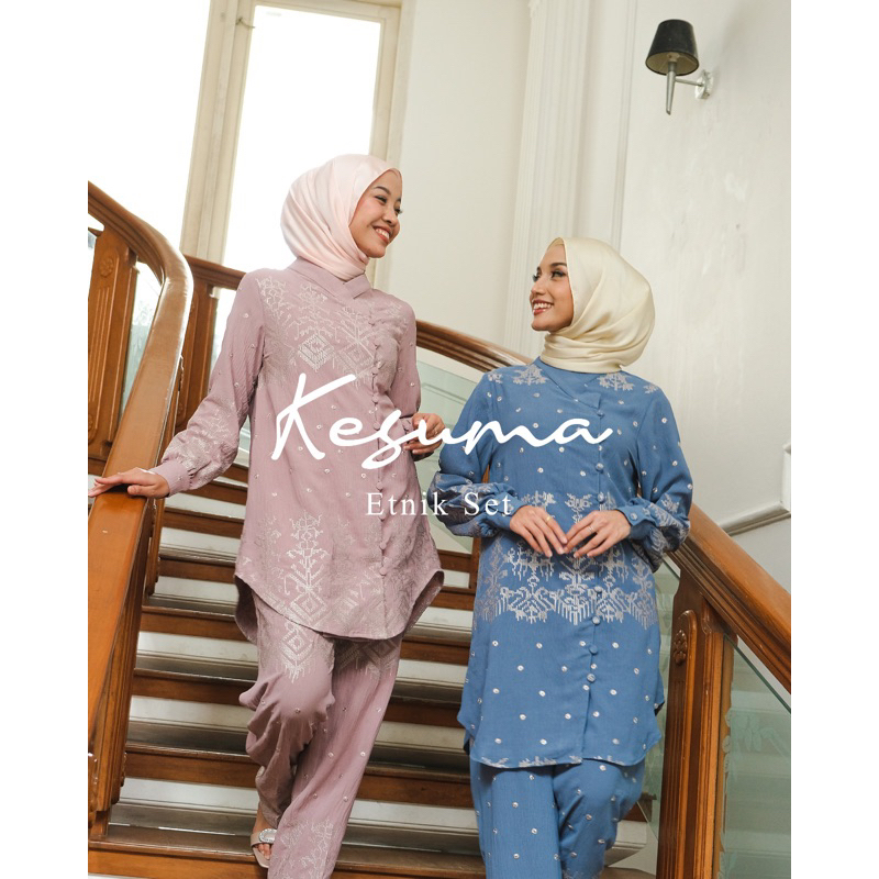 Kesuma Tunik Lebaran Bordir Etnik Set dan Celana