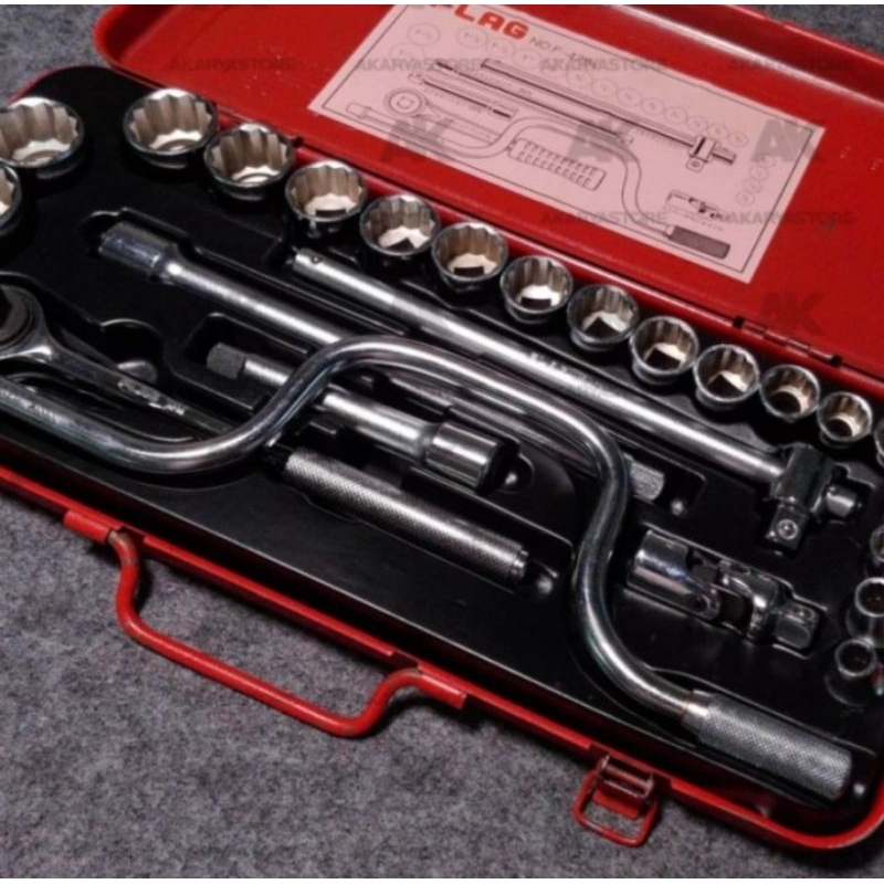 Kunci Sock Set 1/2" 6PT 25pcs FLAG Kunci Socket Set