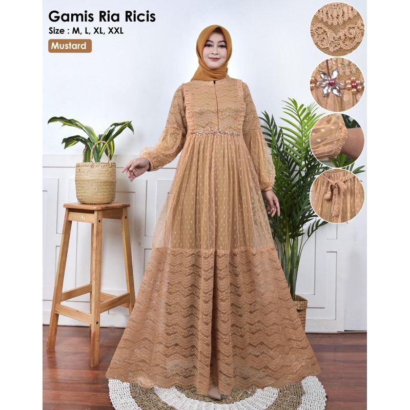 Gamis Ria Ricis / Gamis Brukat Modern / Gamis Kondangan / Kebaya Gamis Busui