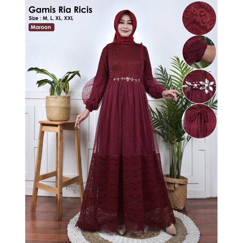Gamis Ria Ricis / Gamis Brukat Modern / Gamis Kondangan / Kebaya Gamis Busui
