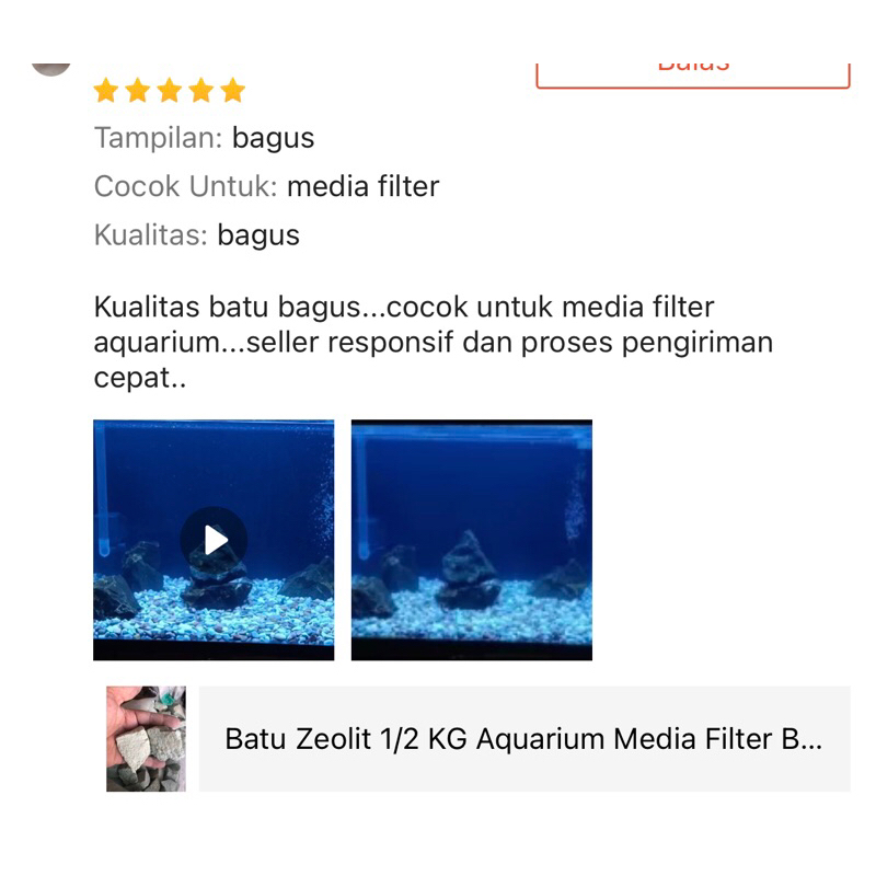 Batu Zeolit 1/2 KG Aquarium Media Filter Batu Zeolite