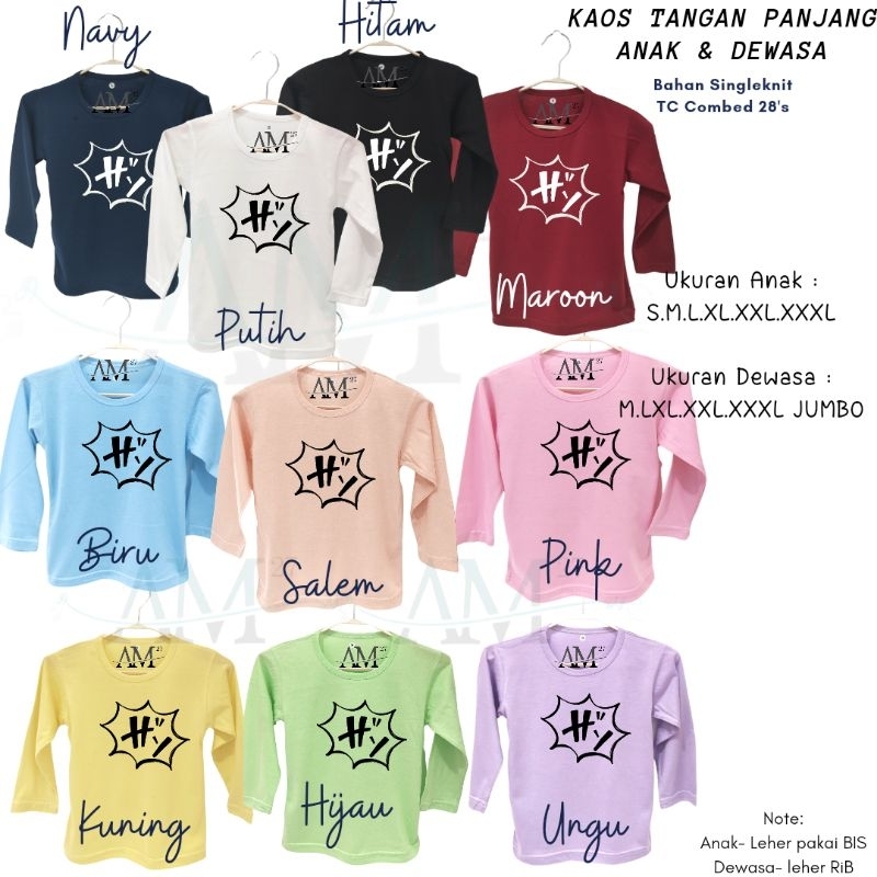 TPJ013 Baju Kaos Anak 1-12 tahun s/d Remaja Dewasa Hi Anya i love you thank you