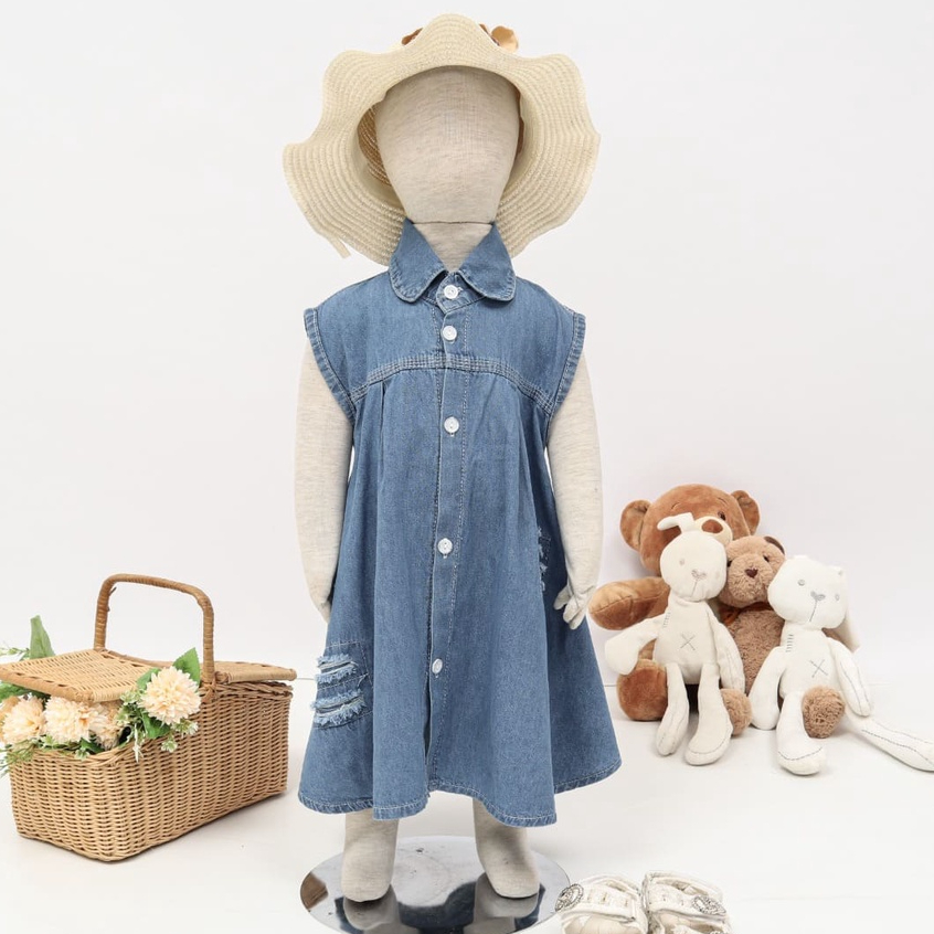 DRESS RIPPED 1-4th Dress Jeans Anak Perempuan