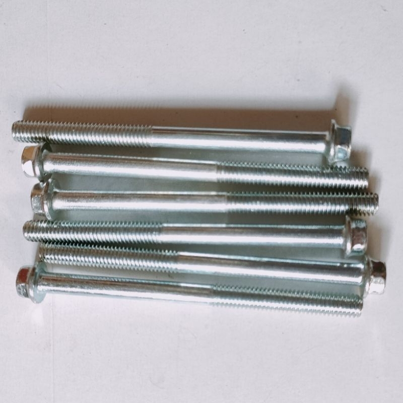 ISI 100 PCS flange bolt 6x80 kunci 8 putih baut topi 6x80 baut blok mesin motor kunci 8 6 x 80 bolt 