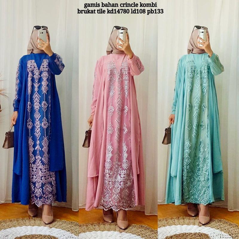 gamis cringkle mix brukat ld 110