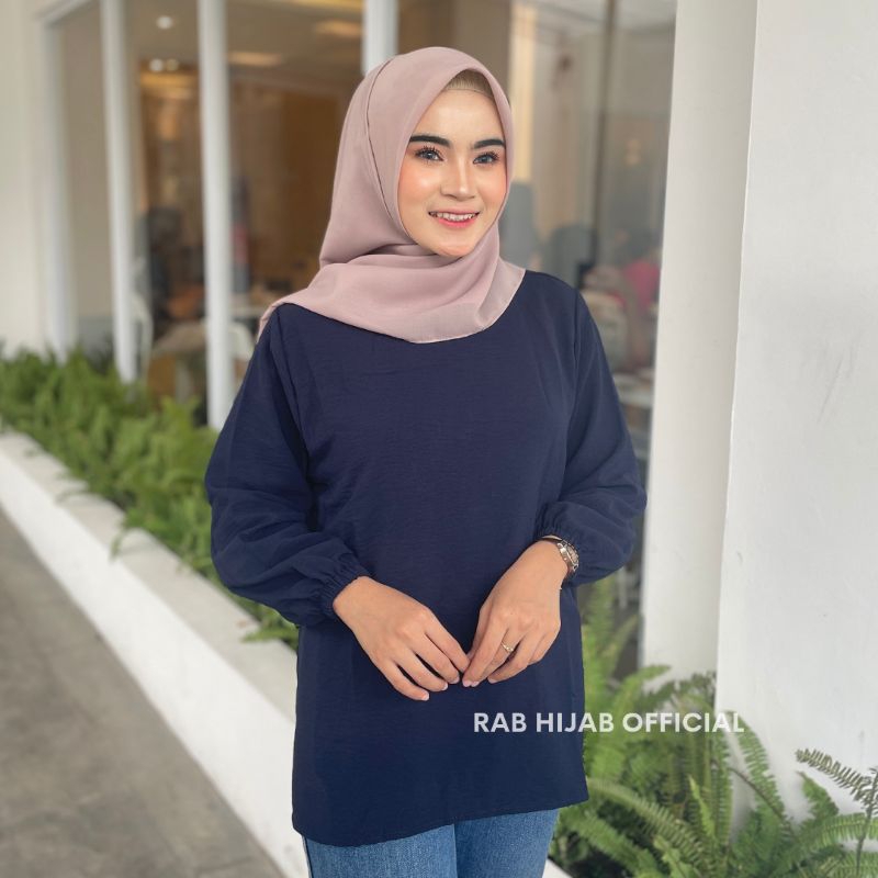 Vica Blouse Atasan Kemeja Basic Polos Wanita Crinkle Airflow Premium