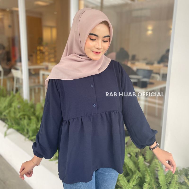 Haifa Blouse Atasan Kemeja Basic Polos Wanita Crinkle Airflow Premium