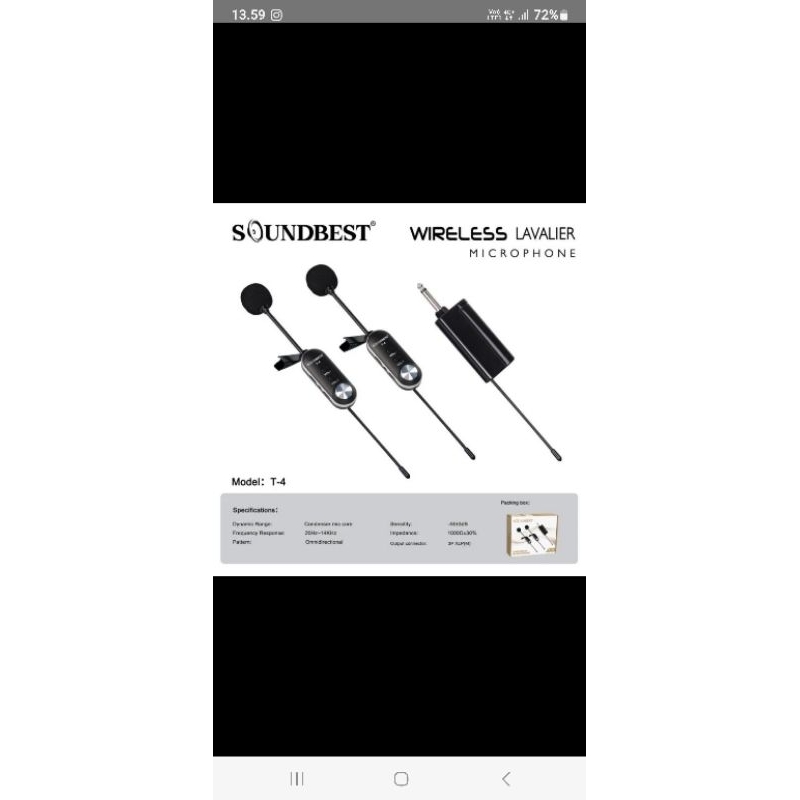 Mic WIRELESS SOUNDBEST MIC JEPIT CLIP ON 2 JEPIT MIC WIRELES T4 ORIGINAL