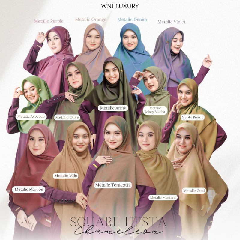 SQUARE FIESTA CHAMELEON HIJAB SEGIEMPAT BARU BY WNJ