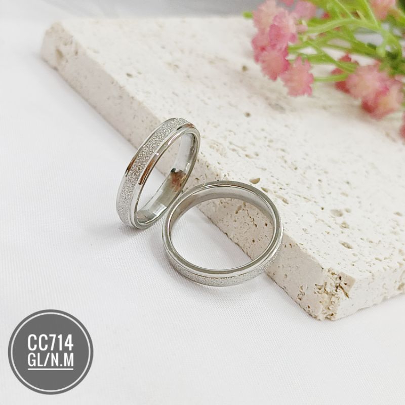 Cincin Titanium pasir Silver (4mm) CC714