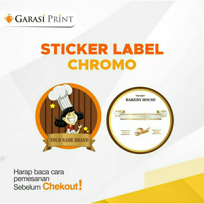 

Cetak Sticker Chromo / Label Kemasan Produk Makanan Ringan / Kue Bakery