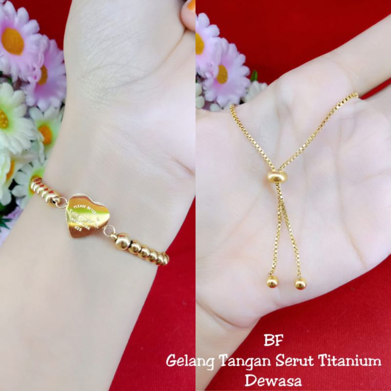 gelang serut Boba love titanium