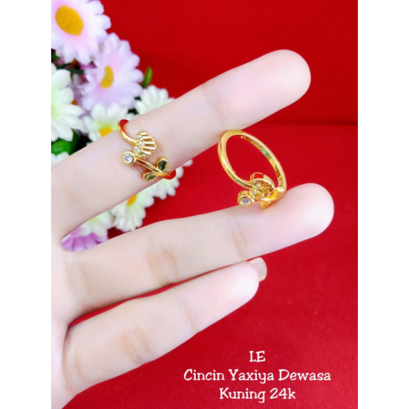 cincin bunga love lapis emas 24k